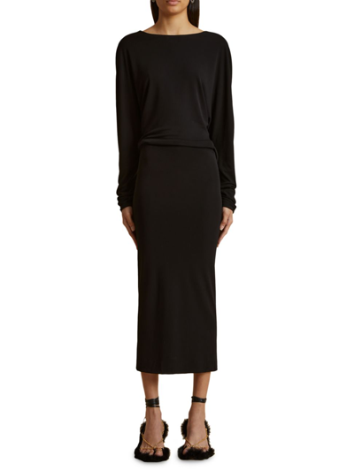 Khaite Trina Open-back Boat Neck Dress In Black
