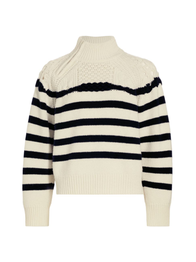 Ba&sh Women's Palo Crochet Stripe Sweater In Ecru