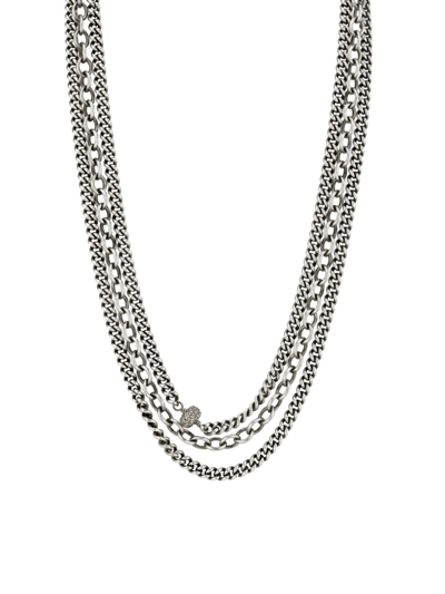 Sheryl Lowe Triple Layer Chain Necklace In Sterling Silver