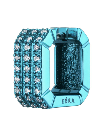 Eéra Women's Candy 18k White Gold & 0.2295 Tcw Diamond Geometric Hoop Earring In Light Blue