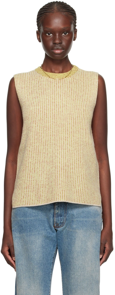 Guest In Residence Tri Rib Cashmere Vest In Beige