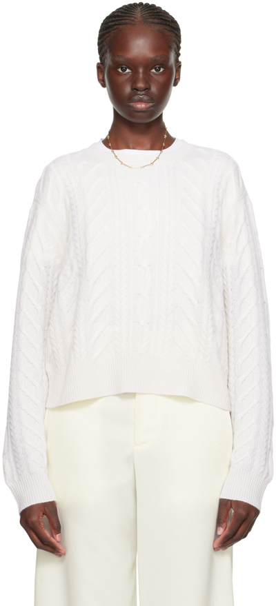 Guest In Residence White Cable Sweater In Cream