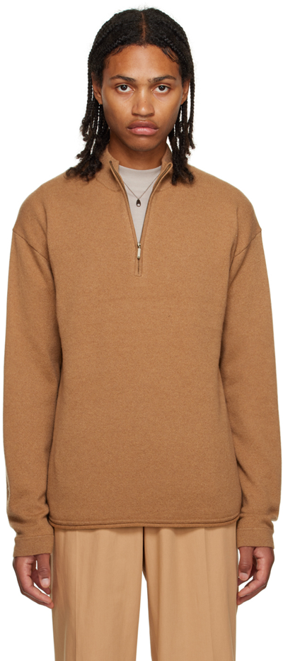 Guest In Residence Tan Half-zip Sweater In Almond