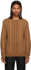 GUEST IN RESIDENCE TAN TRUE CABLE SWEATER