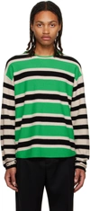 GUEST IN RESIDENCE BLACK & GREEN STRIPED SWEATER