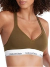 Calvin Klein Modern Cotton Padded Bralette In Dark Olive