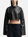 Loewe Cropped Leather Shirt In Black