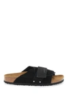 BIRKENSTOCK KYOTO SUEDE AND NUBUCK LEATHER SLIDES