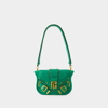 Balmain Blaze Croc-effect Leather Shoulder Bag In Green