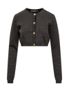 Versace Crocodile-effect Cardigan In Nero