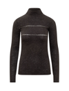 Msgm Knitwear Sweater Organza Insert In Black