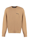 Palm Angels Logo Embroidered Crewneck Sweatshirt In Camel