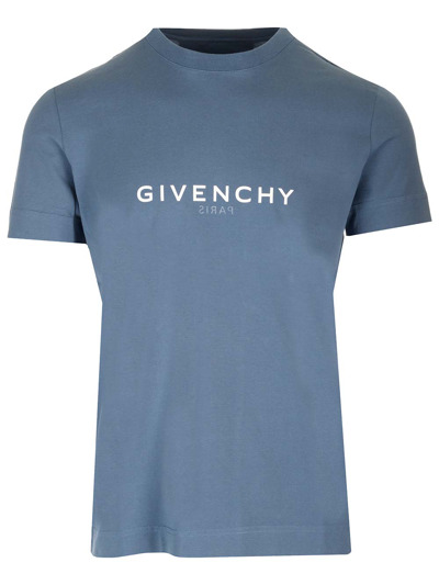 Givenchy Logo-print Cotton-jersey T-shirt In Blue