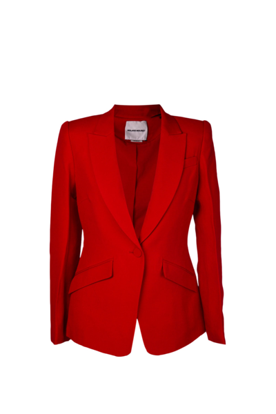 Roland Mouret Single-breasted Wool-silk Tailored Jacket In Red