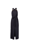 Patou Wool Dungaree Dress With Belt And Slit In Grey