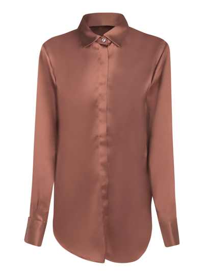 Blanca Vita Long-sleeved Shirt Dress In Brown