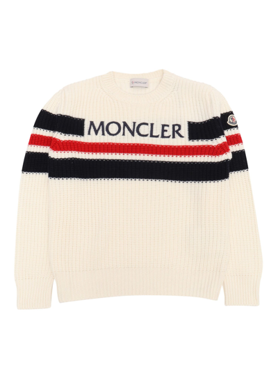 Moncler Kids' Logo Sweater In White