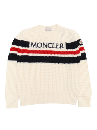 Moncler Kids' Logo Jumper In White