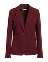 Think Woman Blazer Burgundy Size M Polyester, Elastane In Red
