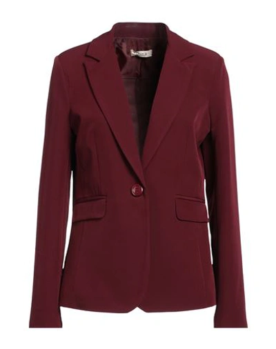 Think Woman Blazer Burgundy Size M Polyester, Elastane In Red