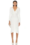Interior Beatrice Ruched Stretch-jersey Midi Dress In Ivory