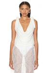 Interior Fern Cowl Neck Top With Knot Details In Ivory