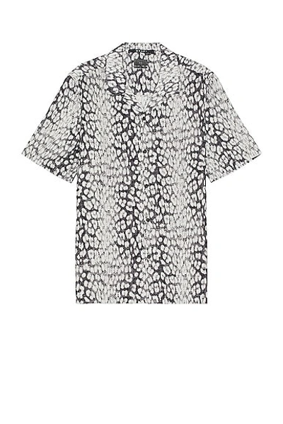 Ksubi White Noise Leopard Print Resort Short Sleeve Button-up Shirt In Grey