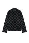 Comme Des Garcons Black Checkered Flock Jacket In Black & Black