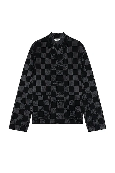 Comme Des Garcons Black Checkered Flock Jacket In Black & Black