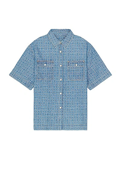 Givenchy 4g Boxy Fit Denim Shirt In Sky Blue