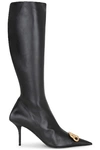 Balenciaga Black Nappa Leather Squared Knife Bb Boots In Black & Gold