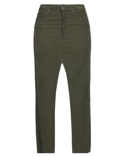 Dondup Woman Maxi Skirt Military Green Size 29 Cotton, Elastane In Green