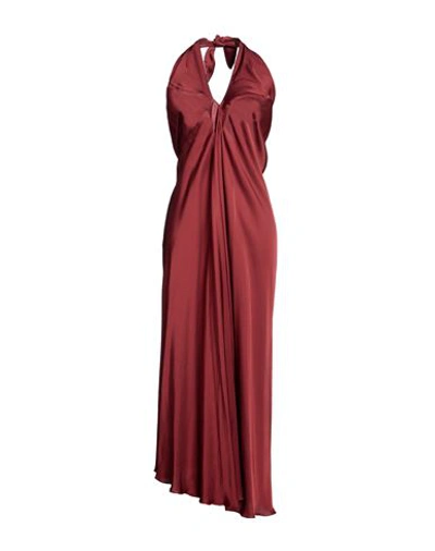 Angela Mele Milano Woman Maxi Dress Brick Red Size M Viscose, Silk