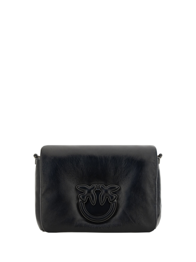 Pinko Love Click Puff Leather Shoulder Bag In Black