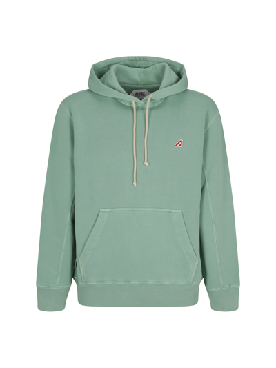 Autry Logo-patch Cotton Hoodie In Green