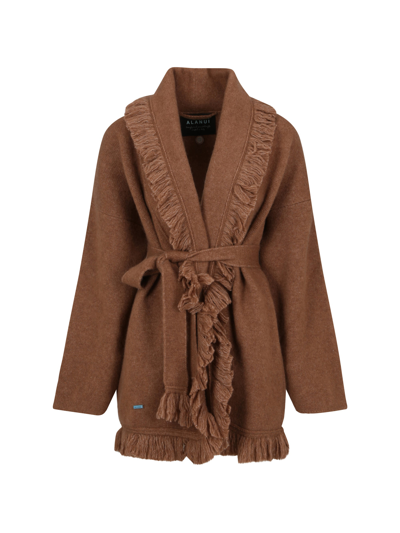 Alanui A Finest Fringed Cardigan In Brown