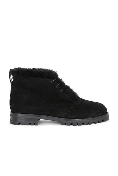 Manolo Blahnik Mircus Shearling-lined Suede Ankle Boots In Black