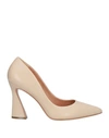 Carrano Woman Pumps Beige Size 10 Soft Leather