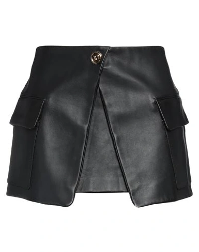 Balmain Woman Mini Skirt Black Size 8 Lambskin