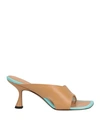 Wandler Julio Bicolor Lambskin Asymmetrical Sandals In Beige
