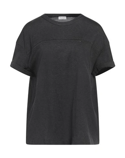Brunello Cucinelli Woman T-shirt Steel Grey Size Xxl Cotton, Brass