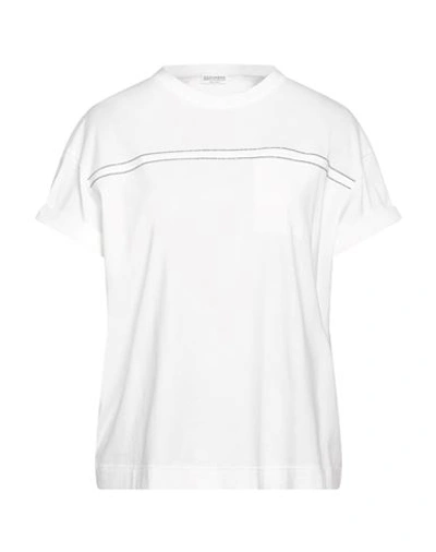 Brunello Cucinelli Woman T-shirt Off White Size M Cotton, Brass