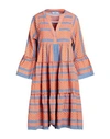 Devotion Twins Woman Mini Dress Orange Size S Cotton, Pes - Polyethersulfone
