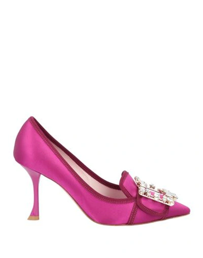 Roger Vivier Woman Pumps Fuchsia Size 10 Textile Fibers In Magenta