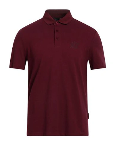 Armani Exchange Man Polo Shirt Garnet Size Xl Cotton In Red
