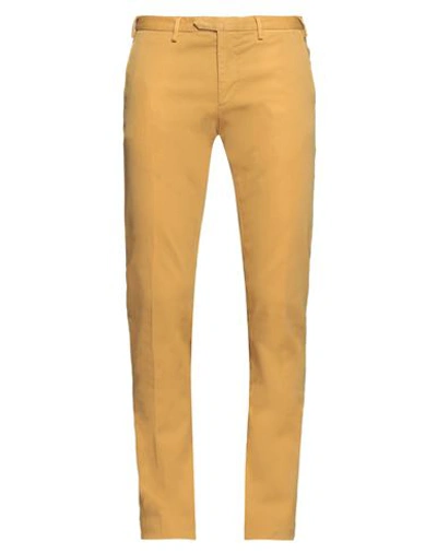 Santaniello Man Pants Ocher Size 42 Cotton, Elastane In Yellow