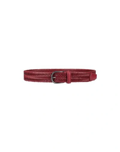 Anderson's Man Belt Burgundy Size 38 Soft Leather In Red