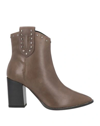 Cafènoir Woman Ankle Boots Khaki Size 8 Soft Leather In Beige