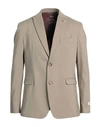 Berna Man Suit Jacket Sage Green Size 44 Cotton In Beige