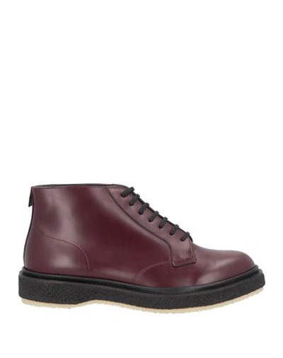 Adieu Man Ankle Boots Burgundy Size 7 Leather In Red